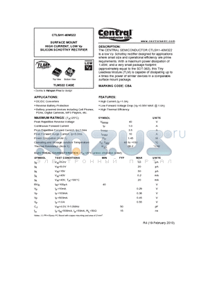 CTLSH1-40M322_10 datasheet - SURFACE MOUNT HIGH CURRENT, LOW VF SILICON SCHOTTKY RECTIFIER