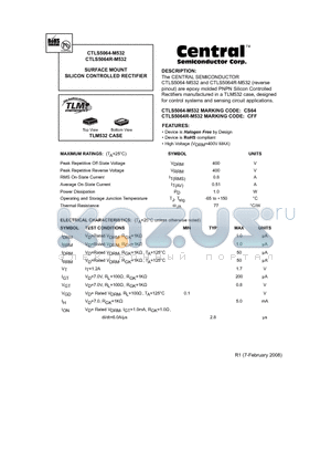 CTLS5064R-M532 datasheet - SURFACE MOUNT SILICON CONTROLLED RECTIFIER