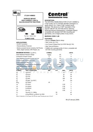 CTLSH1-40M563 datasheet - SURFACE MOUNT HIGH CURRENT, LOW VF SILICON SCHOTTKY RECTIFIER