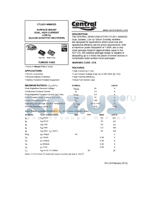 CTLSH1-40M832D_10 datasheet - SURFACE MOUNT DUAL, HIGH CURRENT LOW VF SILICON SCHOTTKY RECTIFIERS
