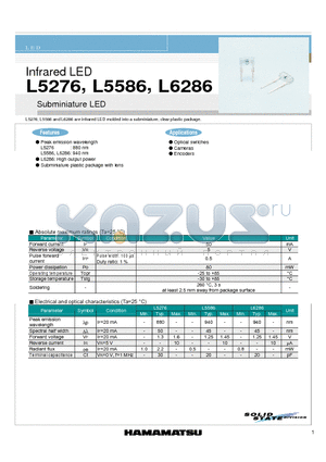 L5586 datasheet - Infrared LED Subminiature LED