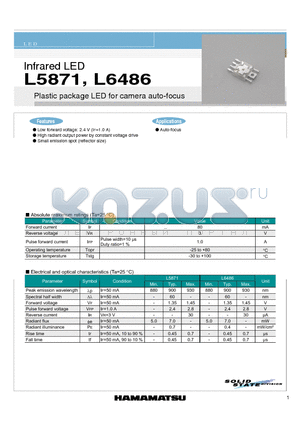 L5871 datasheet - Plastic package LED for camera auto-focus