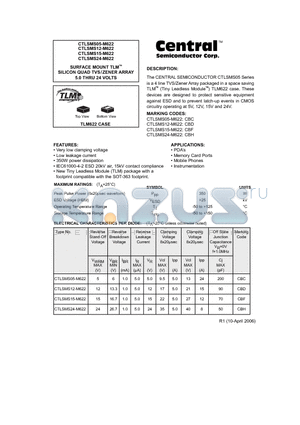 CTLSMS12-M622 datasheet - SURFACE MOUNT TLM SILICON QUAD TVS/ZENER ARRAY 5.0 THRU 24 VOLTS