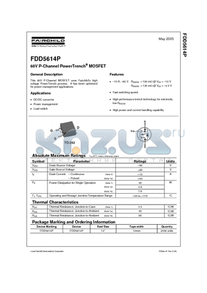 FDD5614P_05 datasheet - 60V P-Channel PowerTrench^ MOSFET