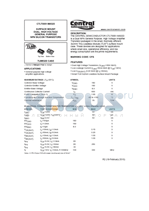 CTLT5551-M832D datasheet - SURFACE MOUNT DUAL, HIGH VOLTAGE GENERAL PURPOSE NPN SILICON TRANSISTORS