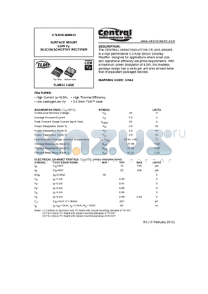 CTLSH5-40M833_10 datasheet - SURFACE MOUNT LOW VF SILICON SCHOTTKY RECTIFIER