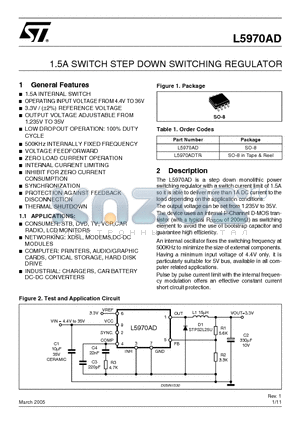 L5970ADTR datasheet - 1.5A SWITCH STEP DOWN SWITCHING REGULATOR