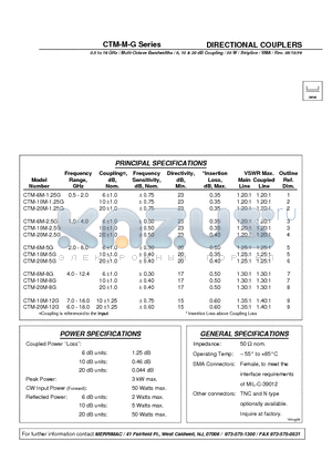 CTM-20M-12G datasheet - DIRECTIONAL COUPLERS