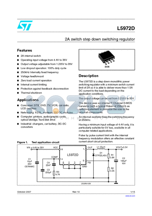 L5972D013TR datasheet - 2A switch step down switching regulator