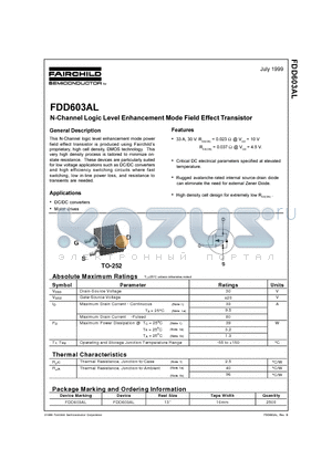 FDD603AL datasheet - N-Channel Logic Level Enhancement Mode Field Effect Transistor