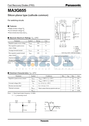 MA3G655 datasheet - Silicon planar type (cathode common)