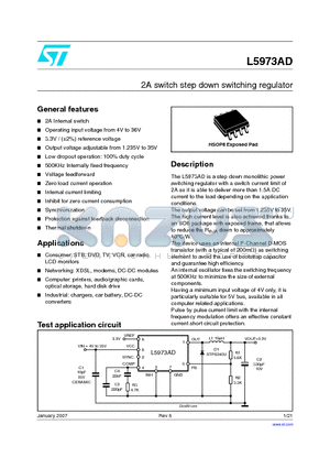 L5973AD_07 datasheet - 2A switch step down switching regulator