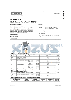 FDD6670A_05 datasheet - 30V N-Channel PowerTrench MOSFET