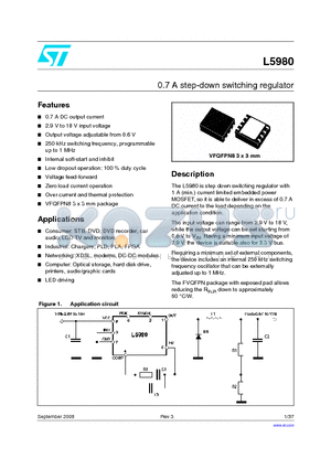 L5980TR datasheet - 0.7 A step-down switching regulator