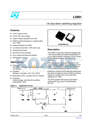 L5981 datasheet - 1A step-down switching regulator