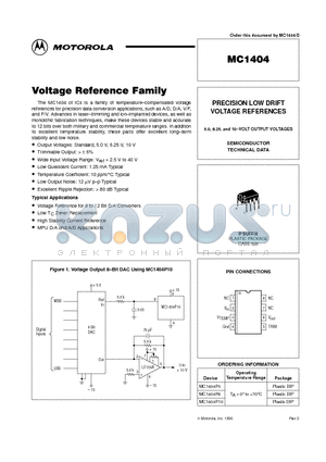 MC1404P5 datasheet - PRECISION LOW DRIFT VOLTAGE REFERENCES