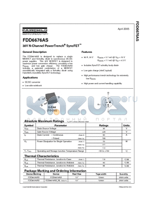 FDD6676AS_NL datasheet - 30V N-Channel PowerTrench SyncFET