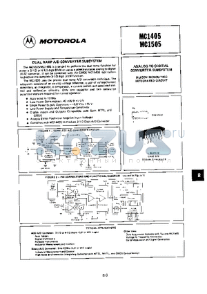 MC1405 datasheet - ANALOG - TO - DIGITAL CONVERTER SUBSYSTEM