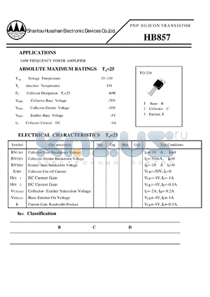 HB857 datasheet - PNP SILICON TRANSISTOR