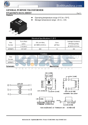 6ST8272 datasheet - GENERAL PURPOSE TRANSFORMER