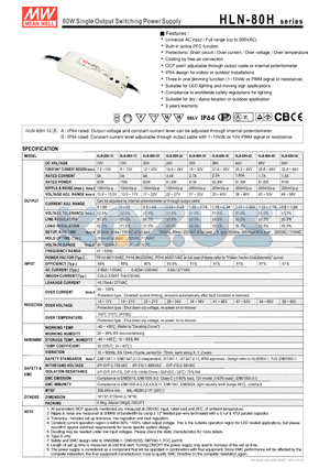 HLN-80H-24 datasheet - 80W Single Output Switching Power Supply