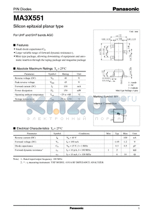 MA3X551 datasheet - Silicon epitaxial planar type