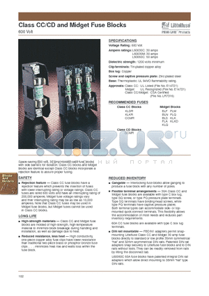 L60030C-3SQ datasheet - Class CC/CD and Midget Fuse Blocks