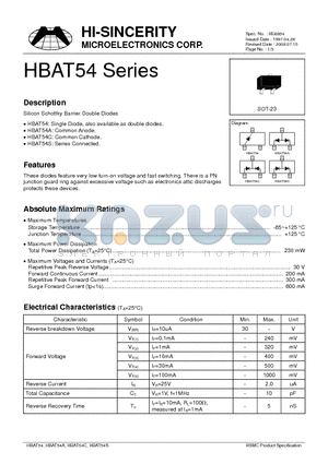 HBAT54_08 datasheet - Silicon Schottky Barrier Double Diodes