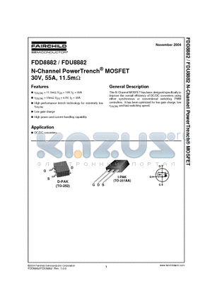 FDD8882 datasheet - N-Channel PowerTrench MOSFET