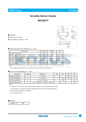 MA3XD17 datasheet - Schottky Barrier Diodes
