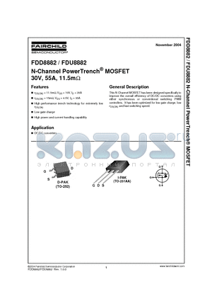 FDD8882_NL datasheet - N-Channel PowerTrench MOSFET