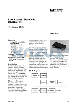 HBCC-0500 datasheet - Low Current Bar Code Digitizer IC