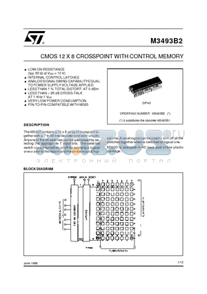 M3493B1 datasheet - CMOS 12 X 8 CROSSPOINTWITH CONTROL MEMORY