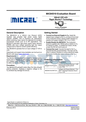 MIC94310-GYCS datasheet - 200mA LDO with Ripple Blocker Technology