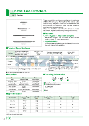 HLS-JP-3 datasheet - Coaxial Line Stretchers