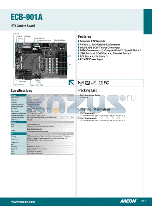 ECB-901A datasheet - ETX Carrier Board