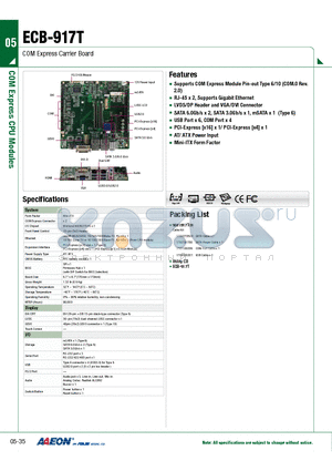 ECB-917T datasheet - COM Express Carrier Board