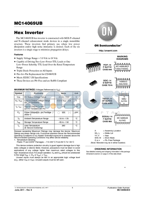 MC14069UBCPG datasheet - Hex Inverter