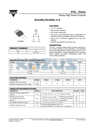 6TQ040 datasheet - Schottky Rectifier, 6 A