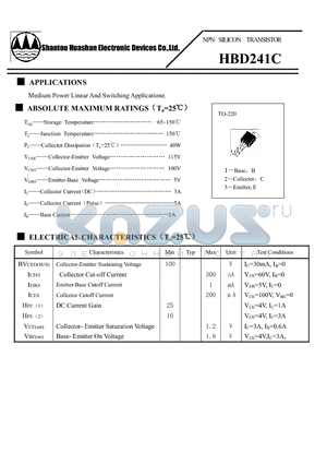 HBD241C datasheet - NPN SILICON TRANSISTOR