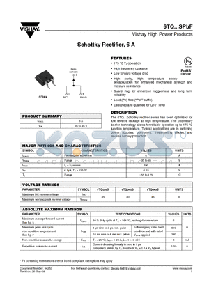 6TQ040STRRPBF datasheet - Schottky Rectifier, 6 A