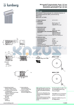MICA10VP3 datasheet - Micromodul-Steckverbinder, Raster 1,27 mm