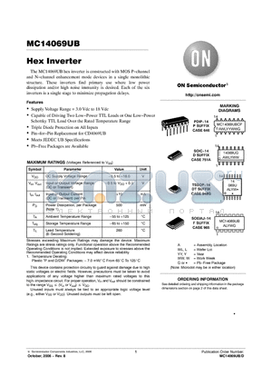 MC14069UBFEL datasheet - Hex Inverter