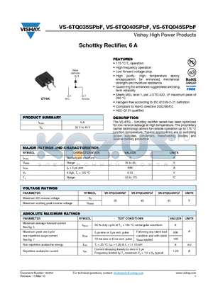 6TQ045STRLPBF datasheet - Schottky Rectifier, 6 A