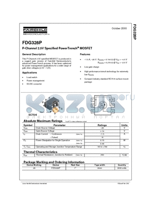 FDG328P datasheet - P-Channel 2.5V Specified PowerTrench MOSFET