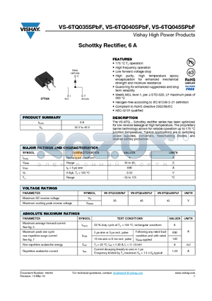 6TQ045STRRPBF datasheet - Schottky Rectifier, 6 A