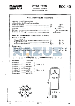 ECC40 datasheet - DOUBLE TRIODE