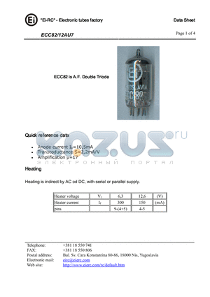 ECC82 datasheet - A.F. Double Triode