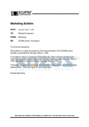 ECCM2-20-30000MTR datasheet - 2.5mmCeramic Surface Mount Crystal