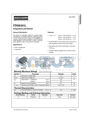 FDG6331L datasheet - Integrated Load Switch